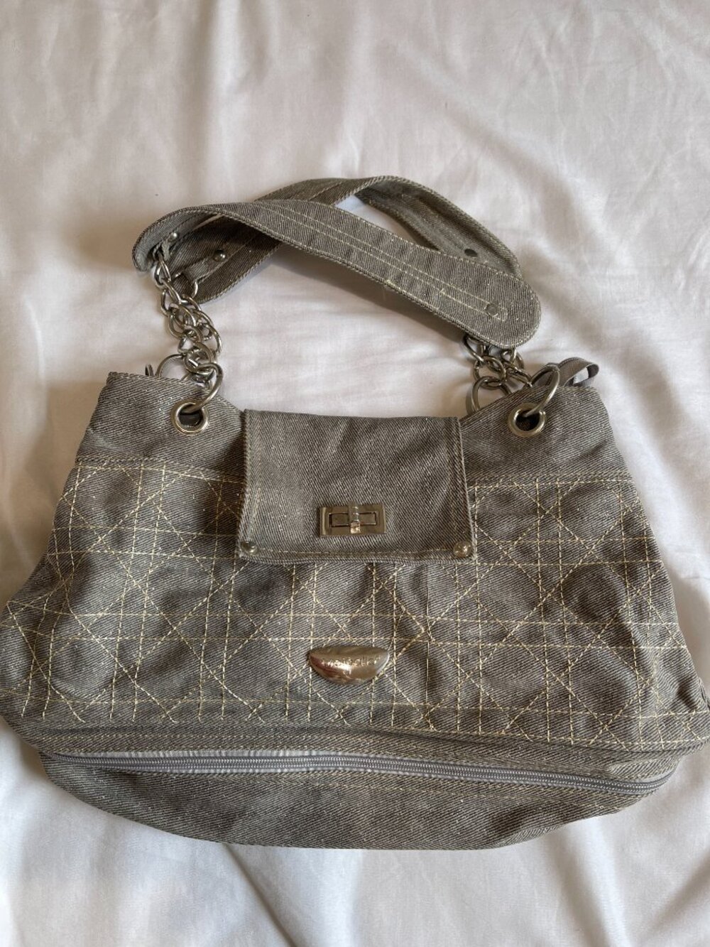 Grey Canvas Sparkly Bag - shoulder bag from Spain - Meigallo - Awesome!